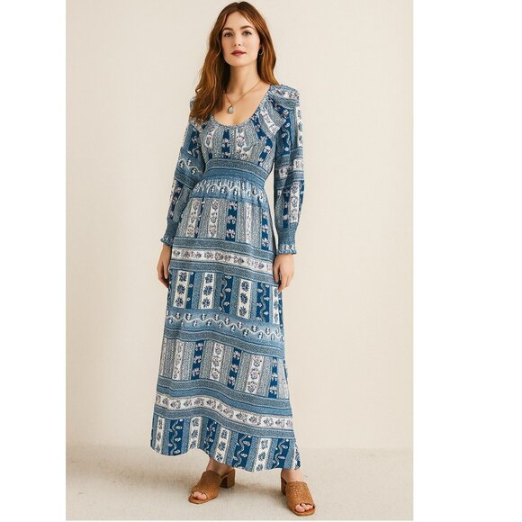 NEW Ophelia & Indigo Clementina Vintage Floral 100% Cotton Maxi Dress Size Small - Picture 15 of 15